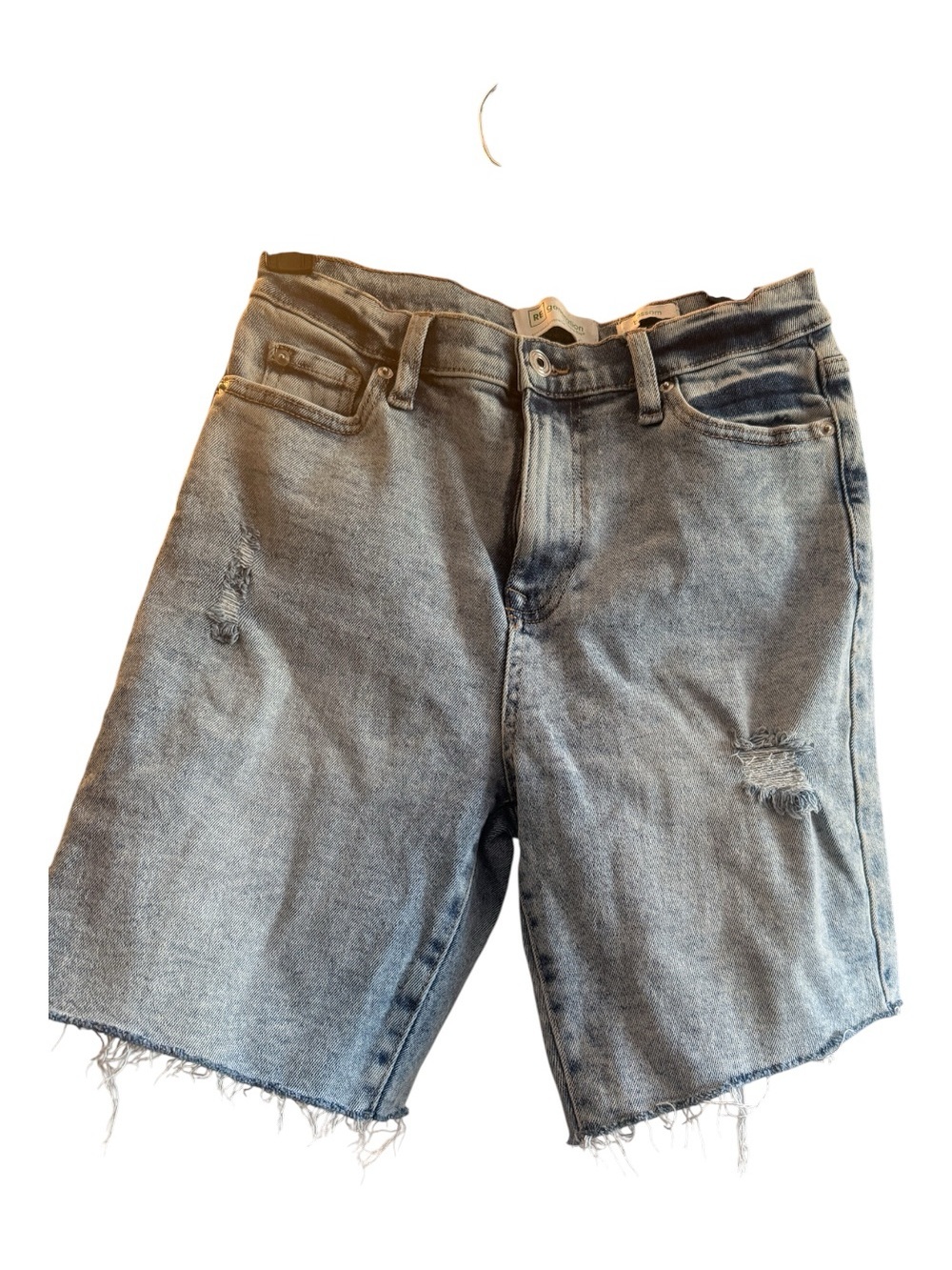 RE Generation Light Wash Denim Shorts Size 7/28 Raw Hem